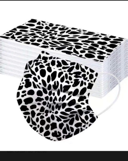 10 Black and White Cheetah Print Disposable Face Mask