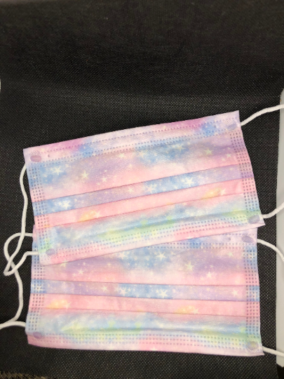 10 Heathered Tie Dye Starry Sky Print Disposable Face Mask