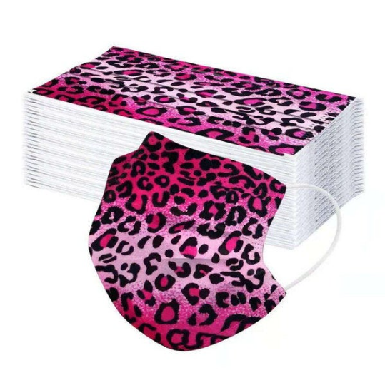 10 Hot Pink Leopard Print Disposable Face Mask