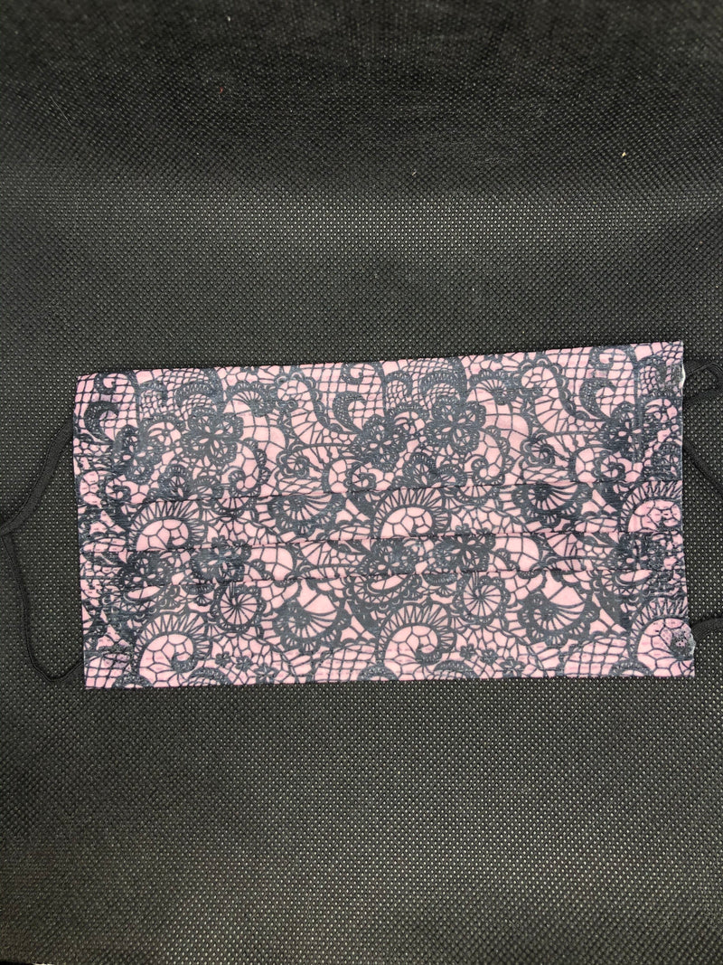 10 pieces Pink Faux lace disposable face mask