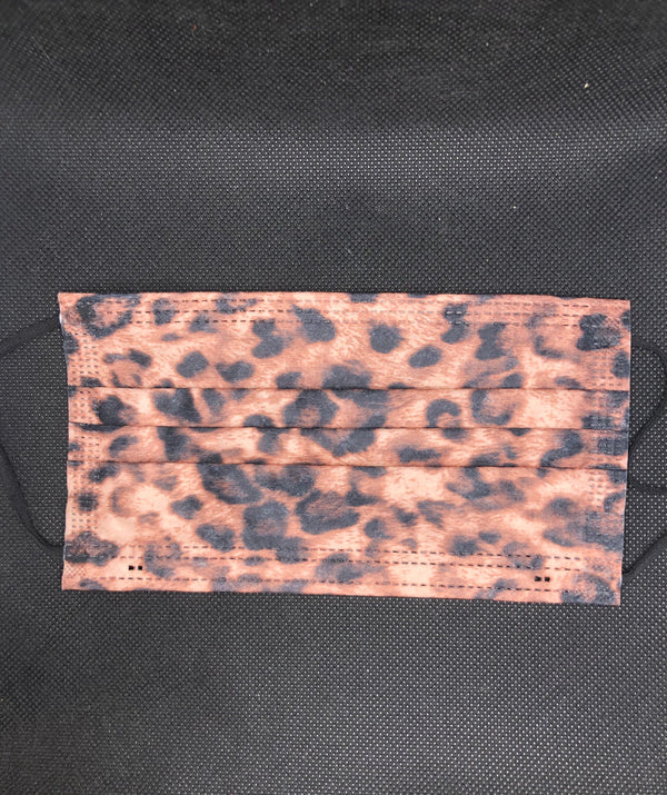 10 pieces Brown Cheetah disposable face mask
