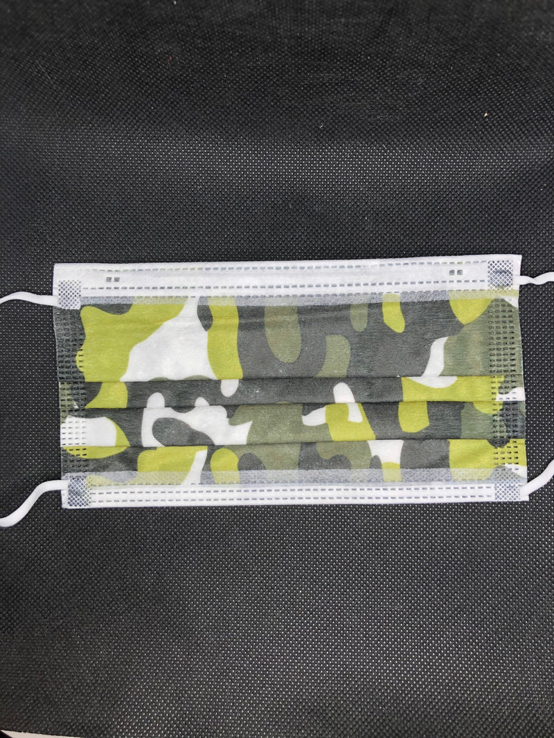 10 pieces Olive Green Camo disposable face mask