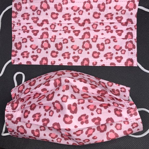10 pieces Pink cheetah print disposable face mask
