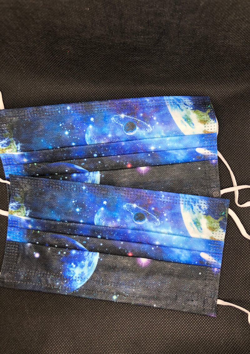 10 pieces Blue Planets Galaxy disposable face mask