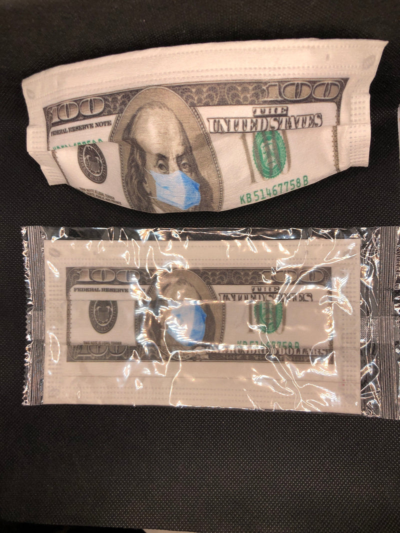 10 Franklin 100 Dollar disposable Face masks