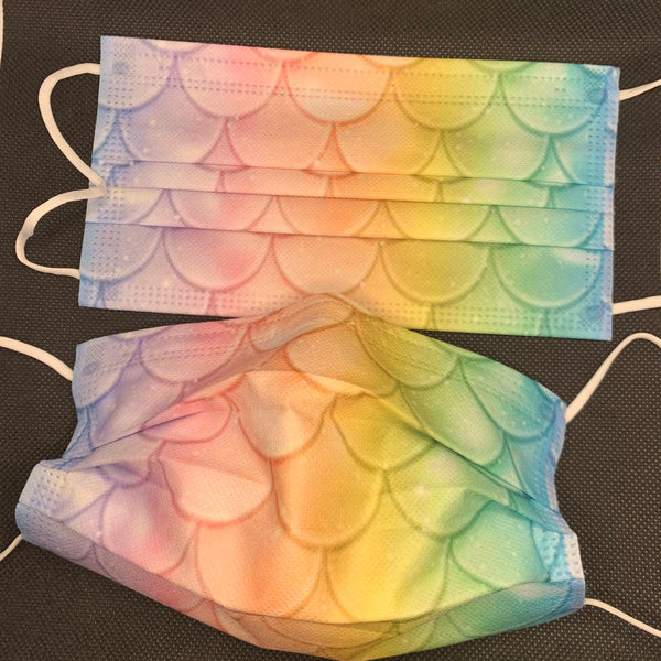 10 pieces Pastel mermaid scale print disposable face mask