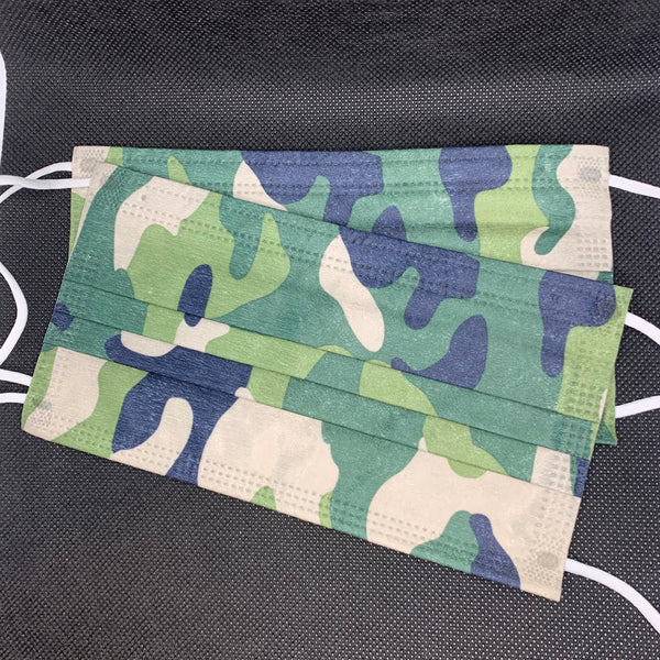 10 pieces Green Camo disposable face mask