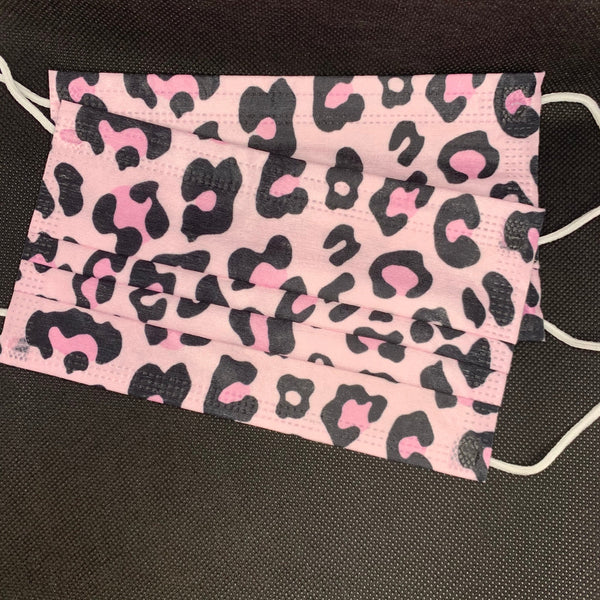 10 pieces Pink leopard  print disposable face mask