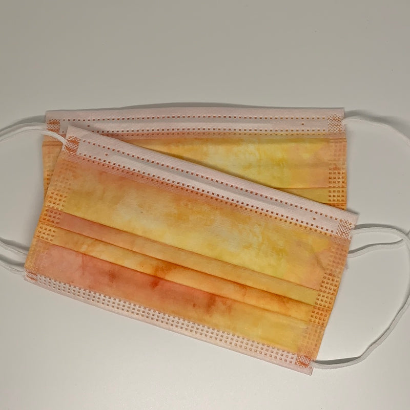10 pieces pretty ombré orange  tie dye  disposable face mask