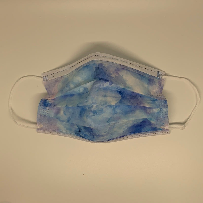 10 pieces pretty ombré blue tie dye  disposable face mask