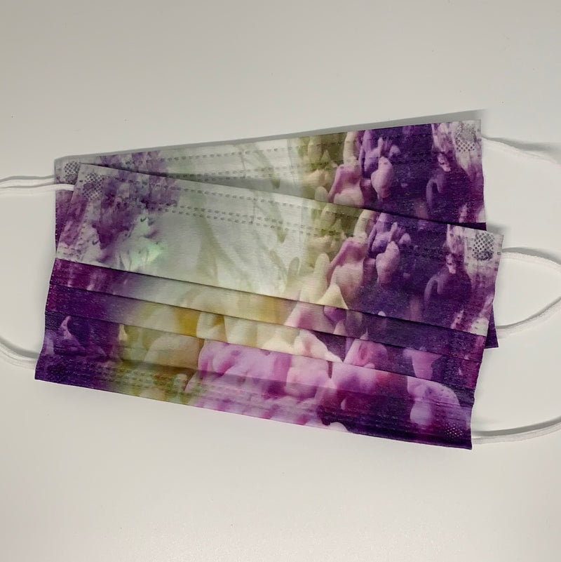10 pretty Purple and Gold smoke cloud disposable face mask