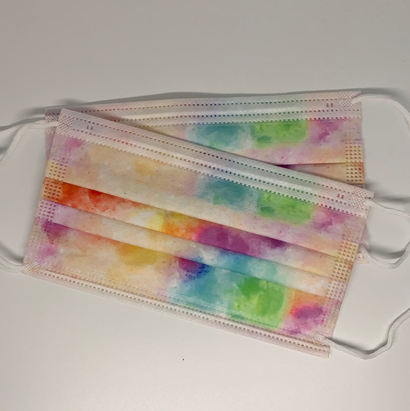 10 pieces pretty ombré rainbow watercolor  tie dye  disposable face mask