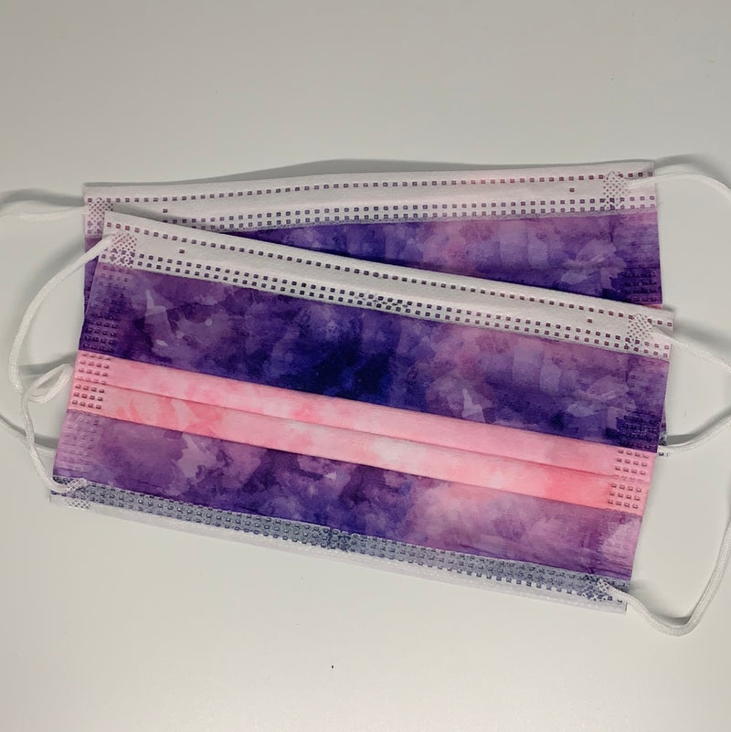 10 Pink Purple Ombre Disposable Face Mask