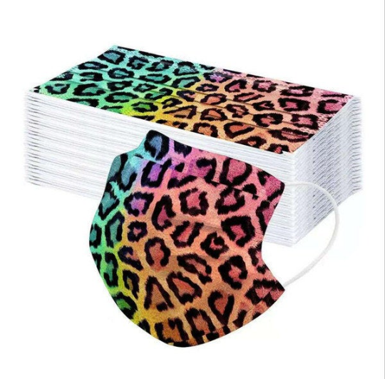 10 Rainbow Leopard Print Disposable Face Mask
